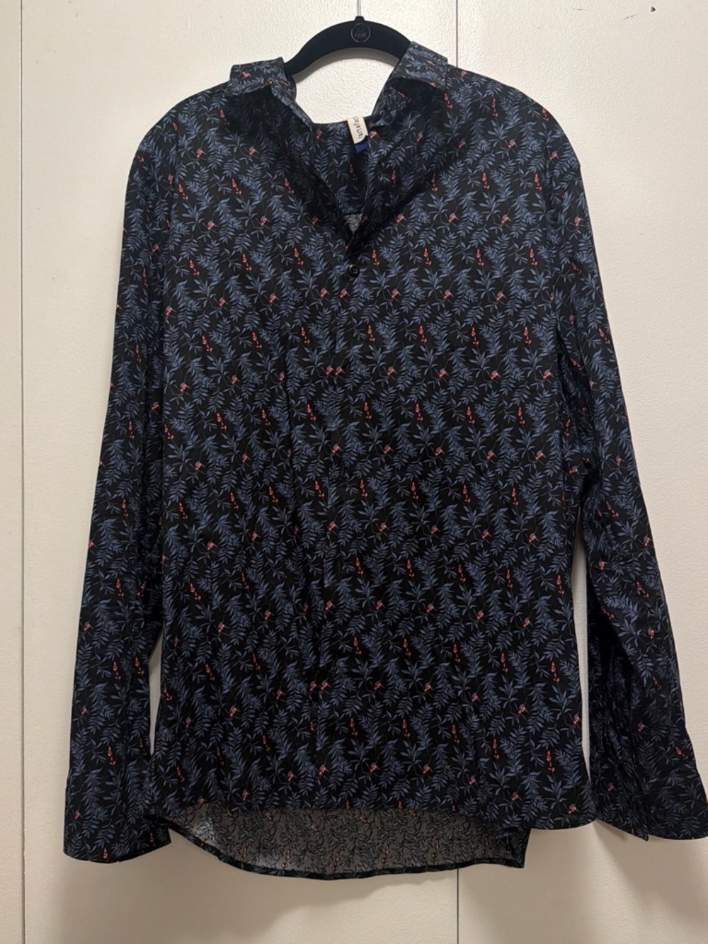Men's Navy Floral Long-Sleeve Shirt